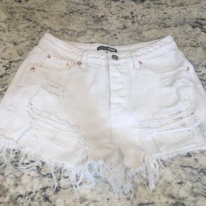 White jean shorts